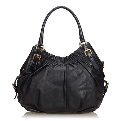 fake prada black leather bag hobo|prada adjustable shoulder handbags.